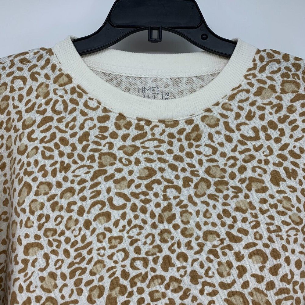 Time and Tru Sweatshirt Leopard Beige Pullover Crewneck - Picture 4 of 11